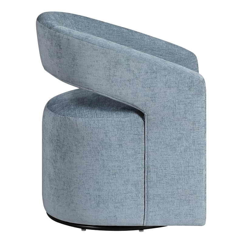 Pemberly Row Swivel Accent Chair with Open Back in Sky Blue Fabric