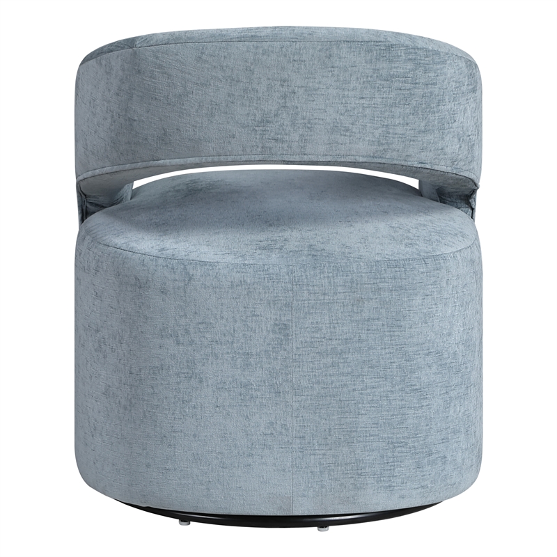 Pemberly Row Swivel Accent Chair with Open Back in Sky Blue Fabric