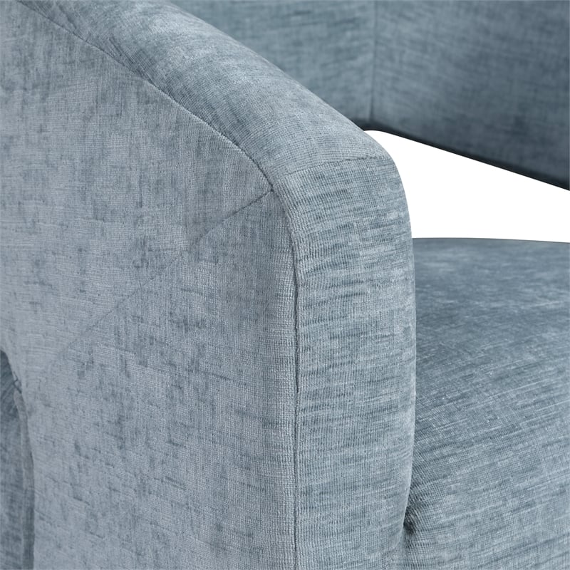 Pemberly Row Swivel Accent Chair with Open Back in Sky Blue Fabric