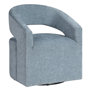Pemberly Row Swivel Accent Chair with Open Back in Sky Blue Fabric