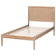 Pemberly Row Twin Platform Bed with Geometric Headboard Overlay in Oak Brown