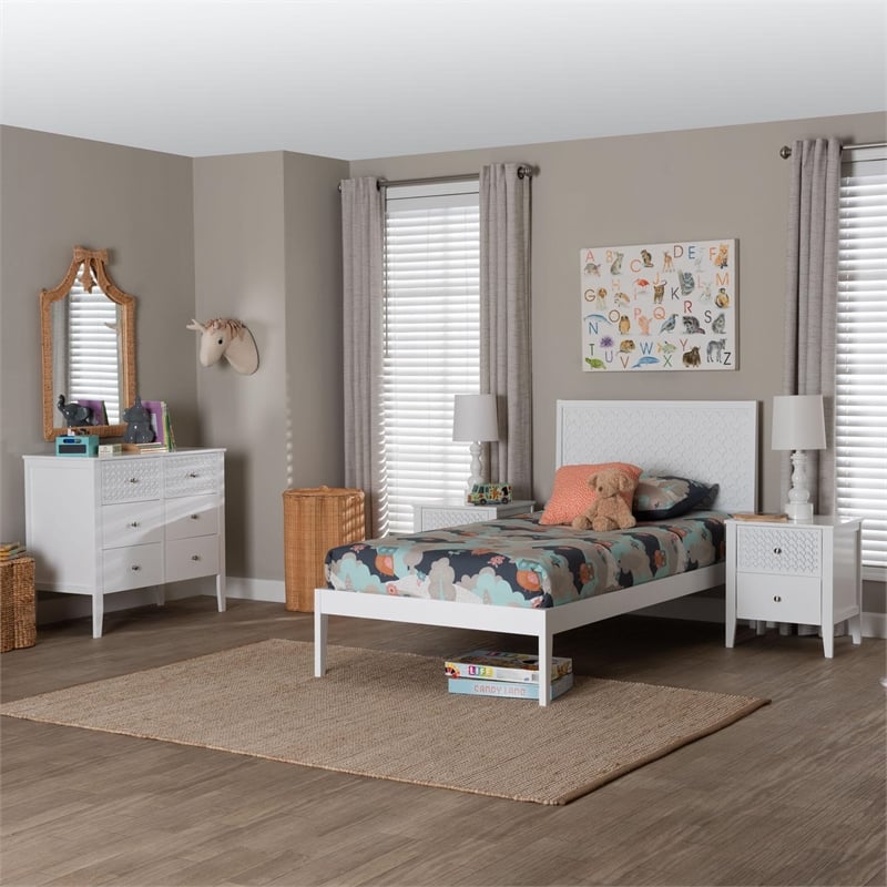 Pemberly Row Twin 4-Piece Bedroom Set with Dresser and Nightstands