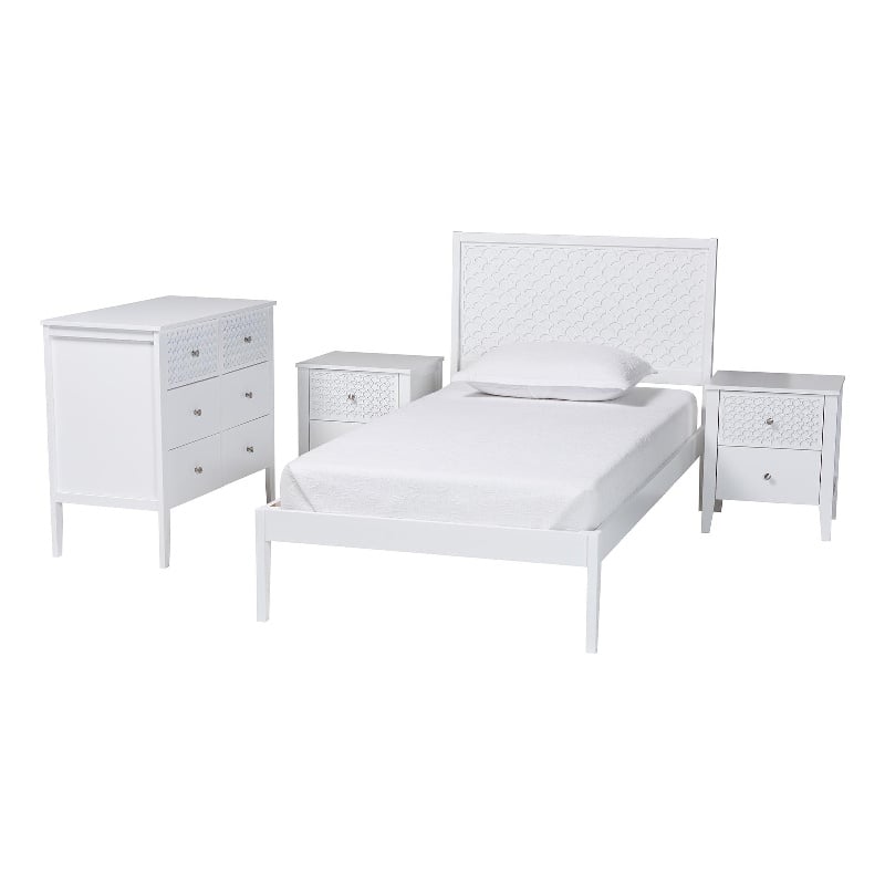 Pemberly Row Twin 4-Piece Bedroom Set with Dresser and Nightstands
