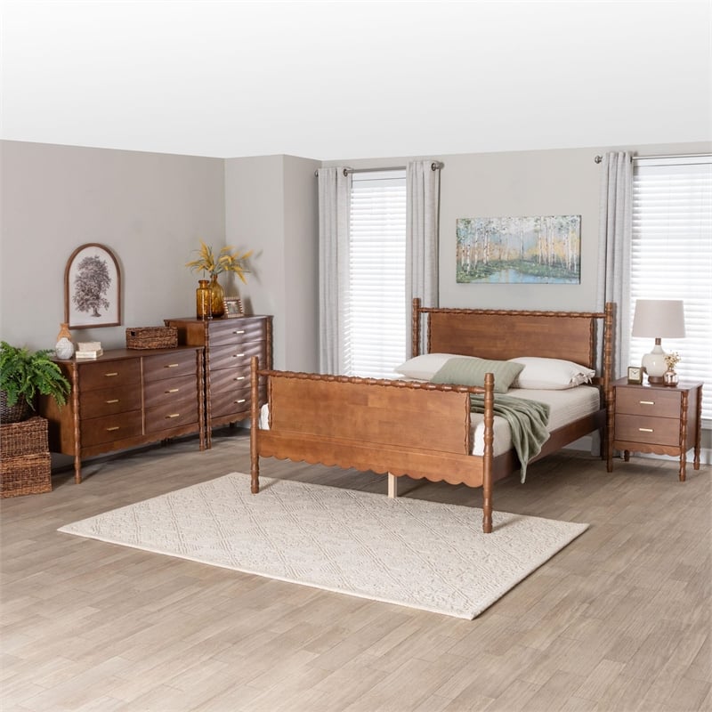 Pemberly Row 4-Piece Wood Queen Bedroom Set with 1 Nightstand
