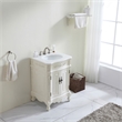 Pemberly Row Solid Wood Bathroom Vanity with Quartz Top in Antique White