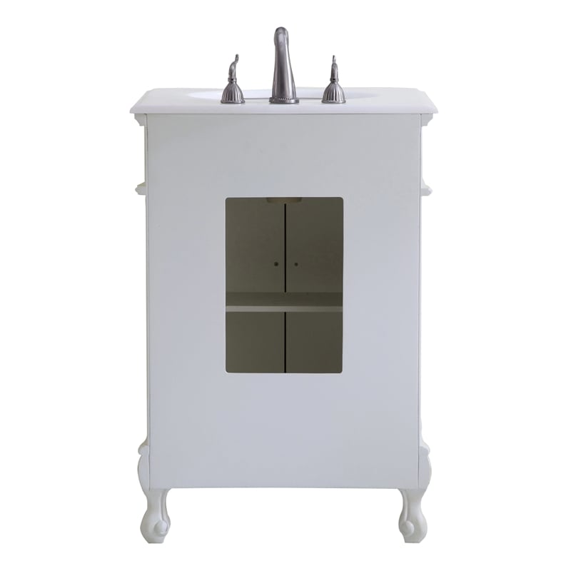 Pemberly Row Solid Wood Bathroom Vanity with Quartz Top in Antique White
