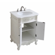 Pemberly Row Solid Wood Bathroom Vanity with Quartz Top in Antique White