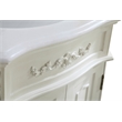 Pemberly Row Solid Wood Bathroom Vanity with Quartz Top in Antique White