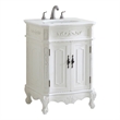 Pemberly Row Solid Wood Bathroom Vanity with Quartz Top in Antique White