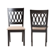 Pemberly Row Florencia Beige Fabric Dining Chair with Espresso Wood Legs