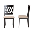 Pemberly Row Florencia Beige Fabric Dining Chair with Espresso Wood Legs