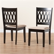 Pemberly Row Florencia Beige Fabric Dining Chair with Espresso Wood Legs