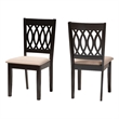 Pemberly Row Florencia Beige Fabric Dining Chair with Espresso Wood Legs