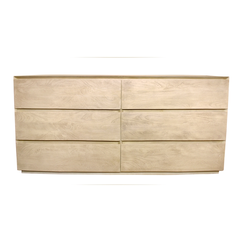Pemberly Row Flagstaff Solid Mango Wood 6-Drawer Dresser in Natural