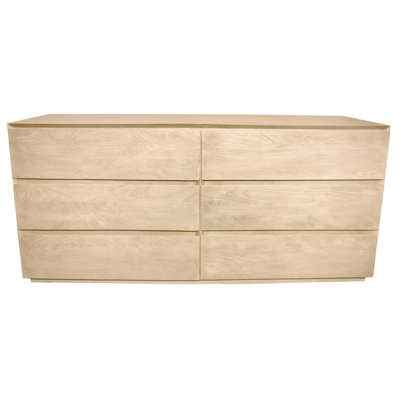 Pemberly Row Flagstaff Solid Mango Wood 6-Drawer Dresser in Natural