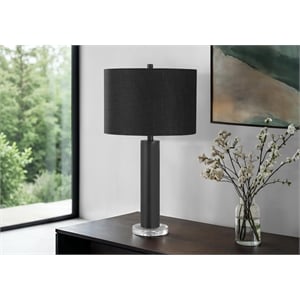 Pemberly Row 28&quoth Contemporary Black Metal Table Lamp with Drum Shade