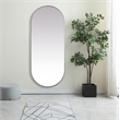 Pemberly Row Oval Pill-Shaped Metal Wall Mirror in Silver Finish 30x72 in