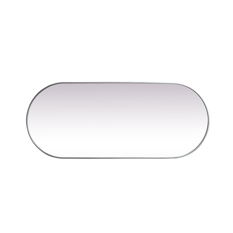 Pemberly Row Oval Pill-Shaped Metal Wall Mirror in Silver Finish 30x72 in