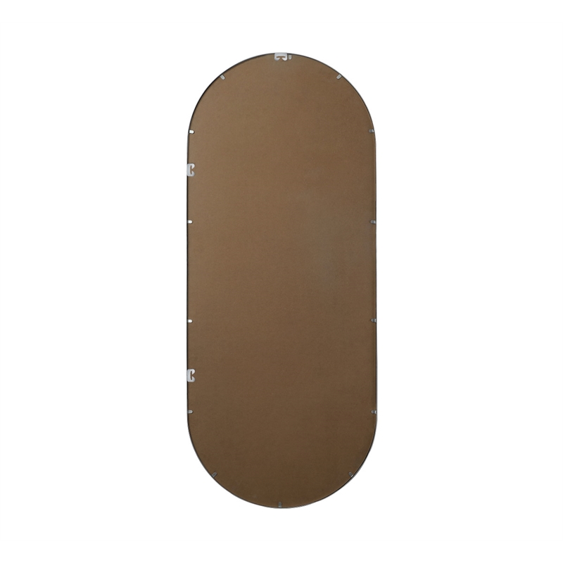 Pemberly Row Oval Pill-Shaped Metal Wall Mirror in Silver Finish 30x72 in