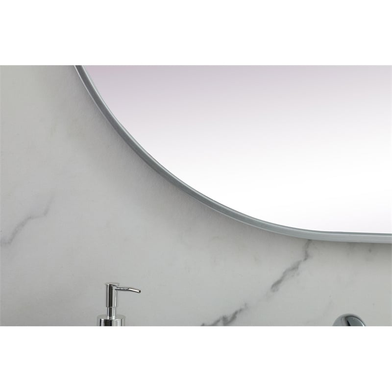Pemberly Row Oval Pill-Shaped Metal Wall Mirror in Silver Finish 30x72 in