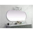 Pemberly Row Oval Pill-Shaped Metal Wall Mirror in Silver Finish 30x72 in