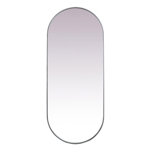 Pemberly Row Oval Pill-Shaped Metal Wall Mirror in Silver Finish 30x72 in