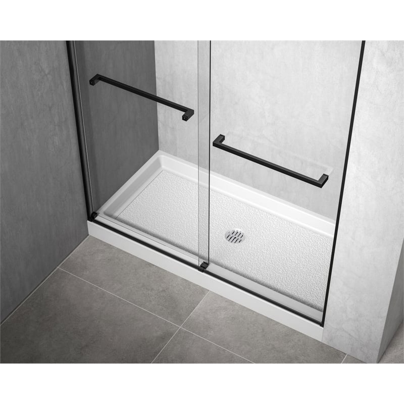 Pemberly Row Shower Base Center Drain Acrylic Glossy White 60x30 in