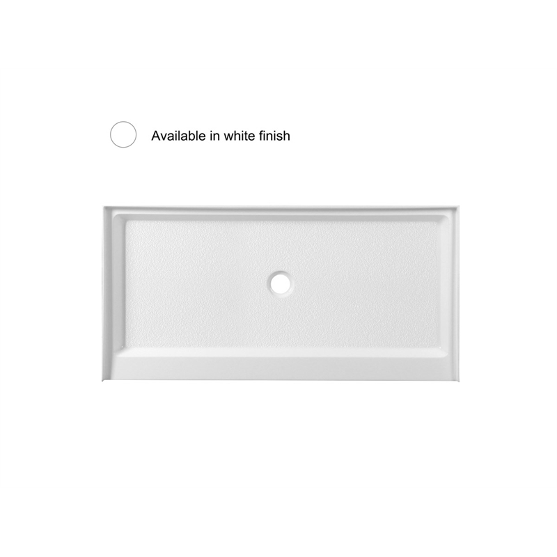 Pemberly Row Shower Base Center Drain Acrylic Glossy White 60x30 in