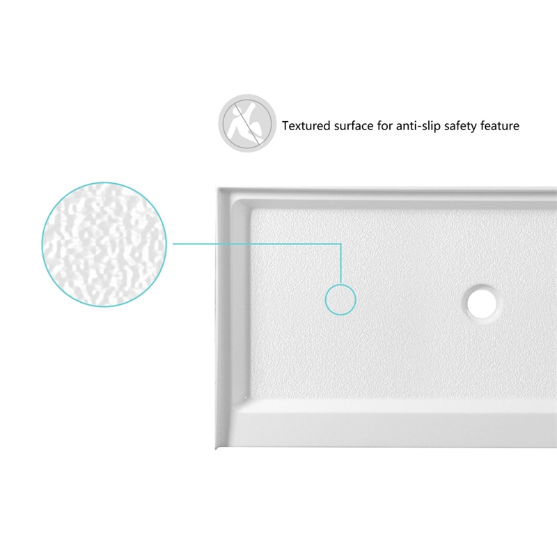 Pemberly Row Shower Base Center Drain Acrylic Glossy White 60x30 in