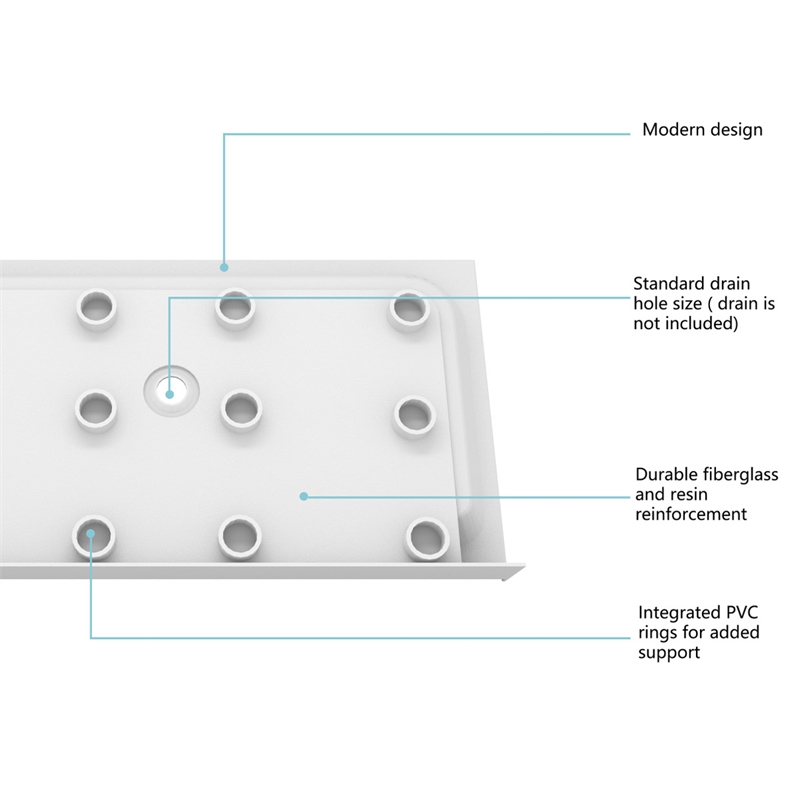 Pemberly Row Shower Base Center Drain Acrylic Glossy White 60x30 in