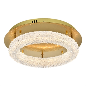 Pemberly Row 18&quot LED Flush Mount in Satin Gold Crystal and Metal