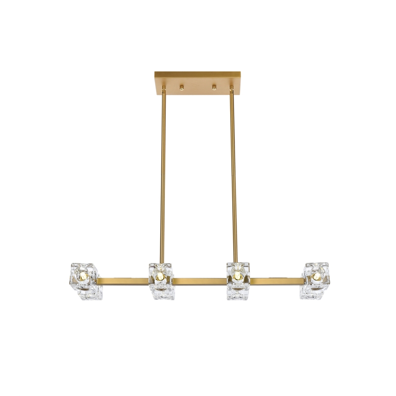 Pemberly Row 8-Light Pendant Light in Satin Gold and Clear Glass