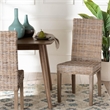 Pemberly Row Bohemian Gray Kubu Rattan Mango Wood Dining Chair