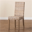 Pemberly Row Bohemian Gray Kubu Rattan Mango Wood Dining Chair