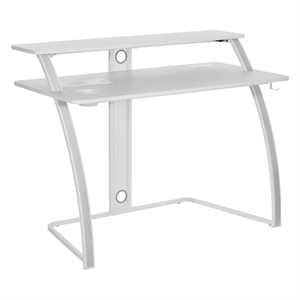 Pemberly Row 48&quot Gaming Desk with White Carbon Fiber Surface