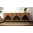 Pemberly Row 6-Door Acacia Sideboard with Curved Glass Panels in Natural Finish