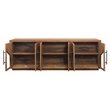 Pemberly Row 6-Door Acacia Sideboard with Curved Glass Panels in Natural Finish