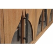 Pemberly Row 6-Door Acacia Sideboard with Curved Glass Panels in Natural Finish