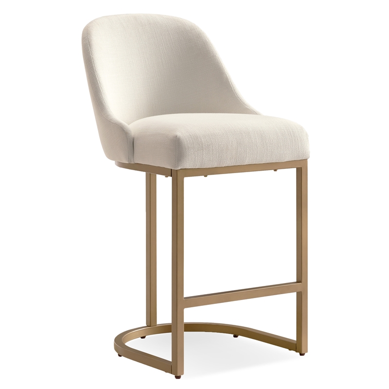 Pemberly Row Set of 4 Barrelback Counter Stools in White and Gold Finish