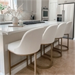 Pemberly Row Set of 4 Barrelback Counter Stools in White and Gold Finish