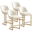 Pemberly Row Set of 4 Barrelback Counter Stools in White and Gold Finish