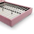 Pemberly Row King Velvet Bed with Unique Headboard and Metal Frame in Pink