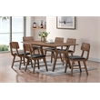 Pemberly Row Thea 7-Piece Wood Dining Set in Walnut with Black Seats