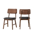 Pemberly Row Thea 7-Piece Wood Dining Set in Walnut with Black Seats