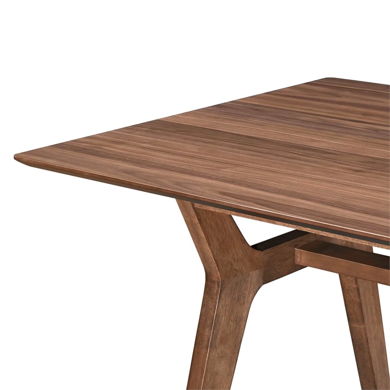 Pemberly Row Thea 7-Piece Wood Dining Set in Walnut with Black Seats