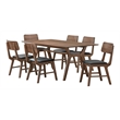 Pemberly Row Thea 7-Piece Wood Dining Set in Walnut with Black Seats