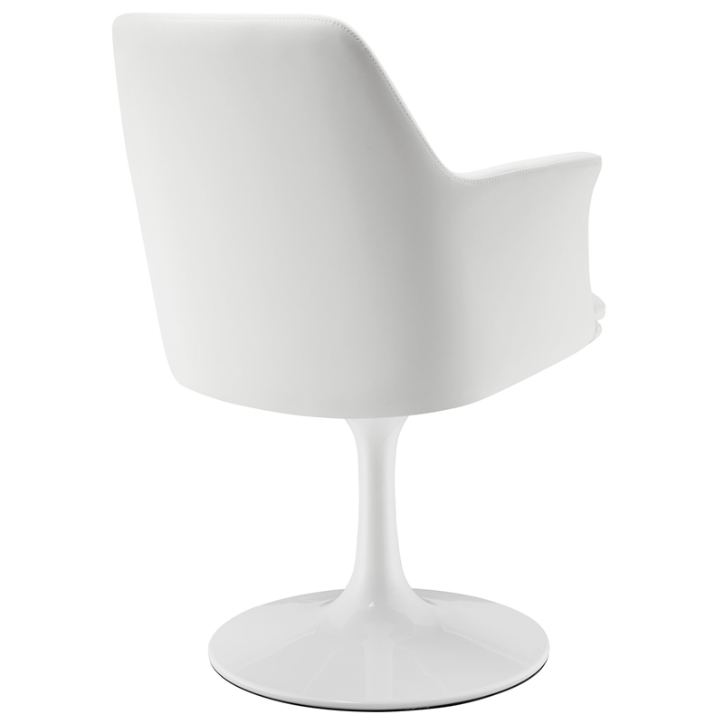Pemberly Row Vegan Leather Upholstered Swivel Dining Armchair in White