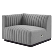 Pemberly Row Channel Tufted Fabric Loveseat in Black and Light Gray