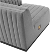 Pemberly Row Channel Tufted Fabric Loveseat in Black and Light Gray
