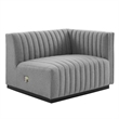 Pemberly Row Channel Tufted Fabric Loveseat in Black and Light Gray